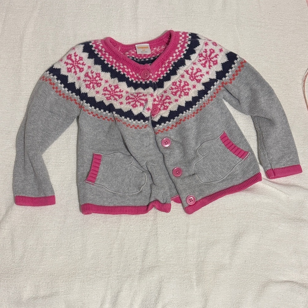 Gymboree Gray and Pink Kids Cardigan Sweater